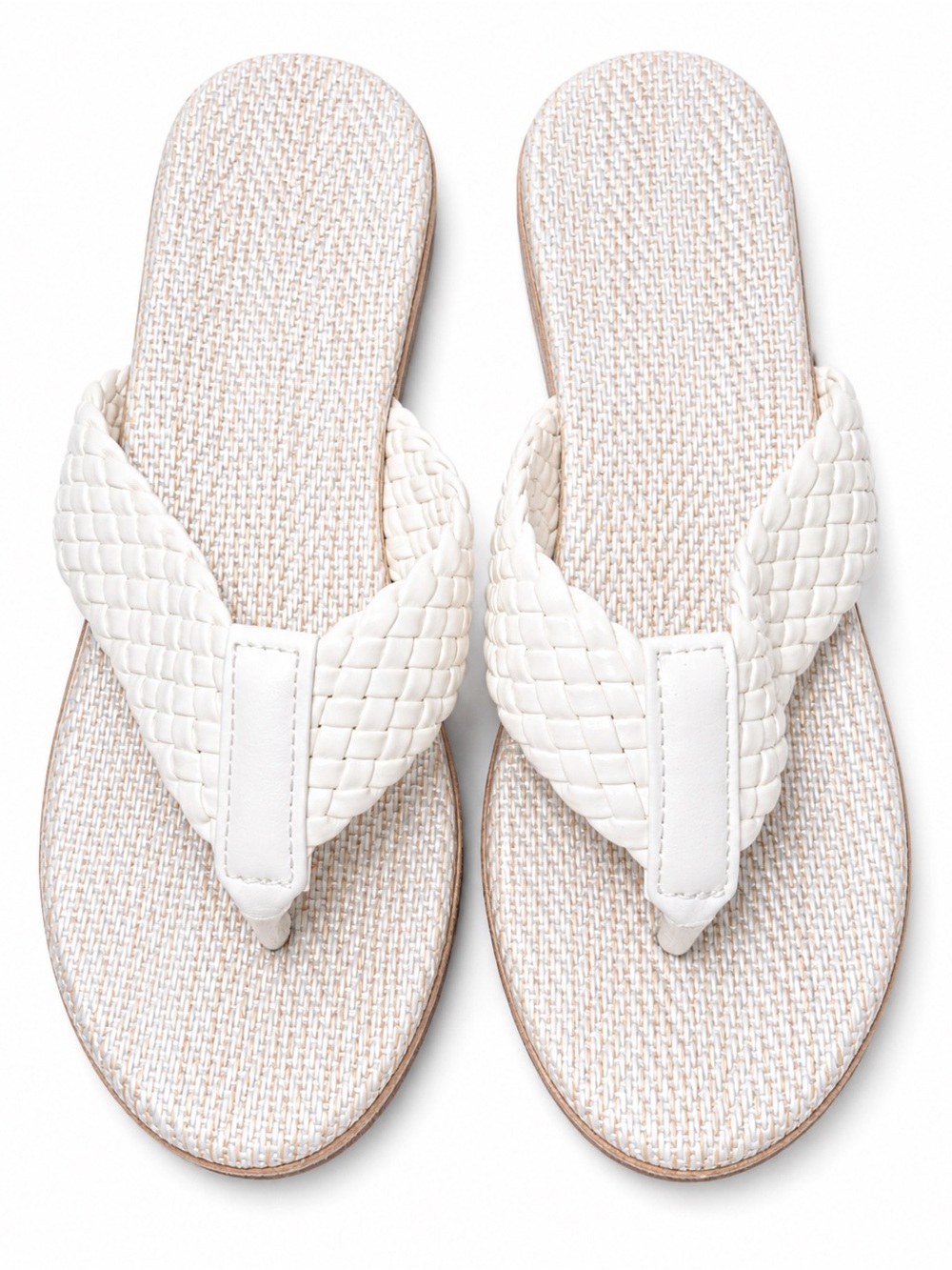 White Braided Toe-Post Women's Sandals